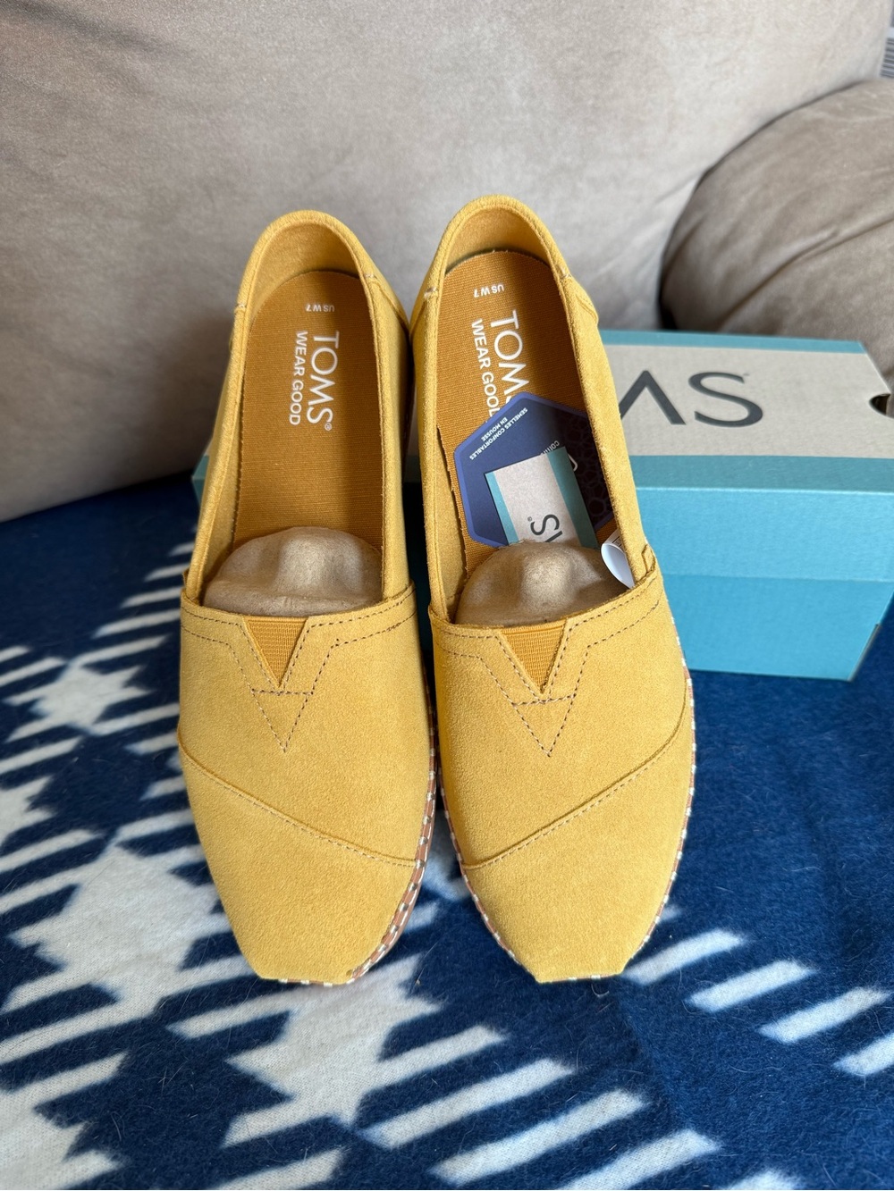Toms Slip-On Suede Shoes in Mustard Yellow